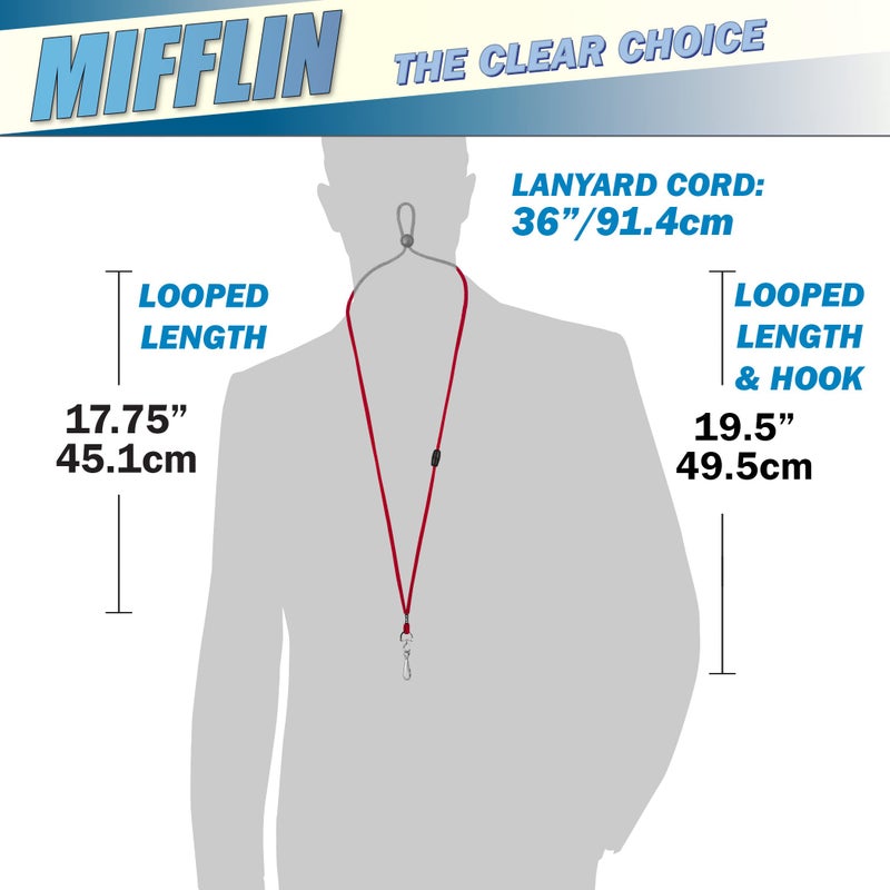 MIFFLIN-USA - Adjustable Safety Breakaway Lanyards for ID Badges, Identification Cards & Name Tags - Red, 36 Inch, Bulk Pack of 100 - Image 3